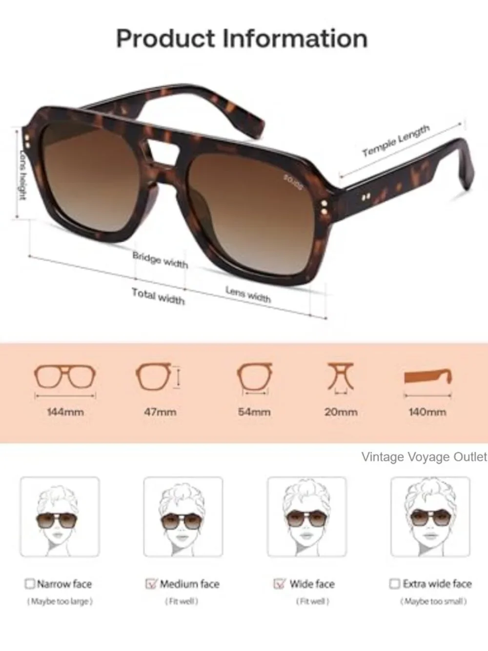 Retro Polarized Aviator Sunglasses for Women Men UV Protection TAC Lenses